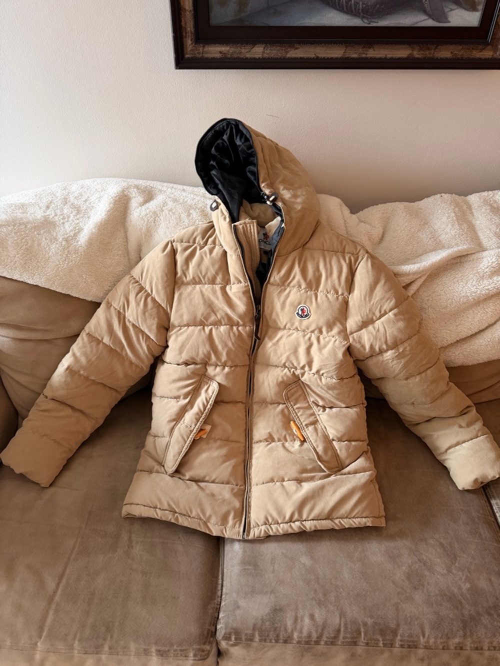 Tan Bomber Jacket with Hood